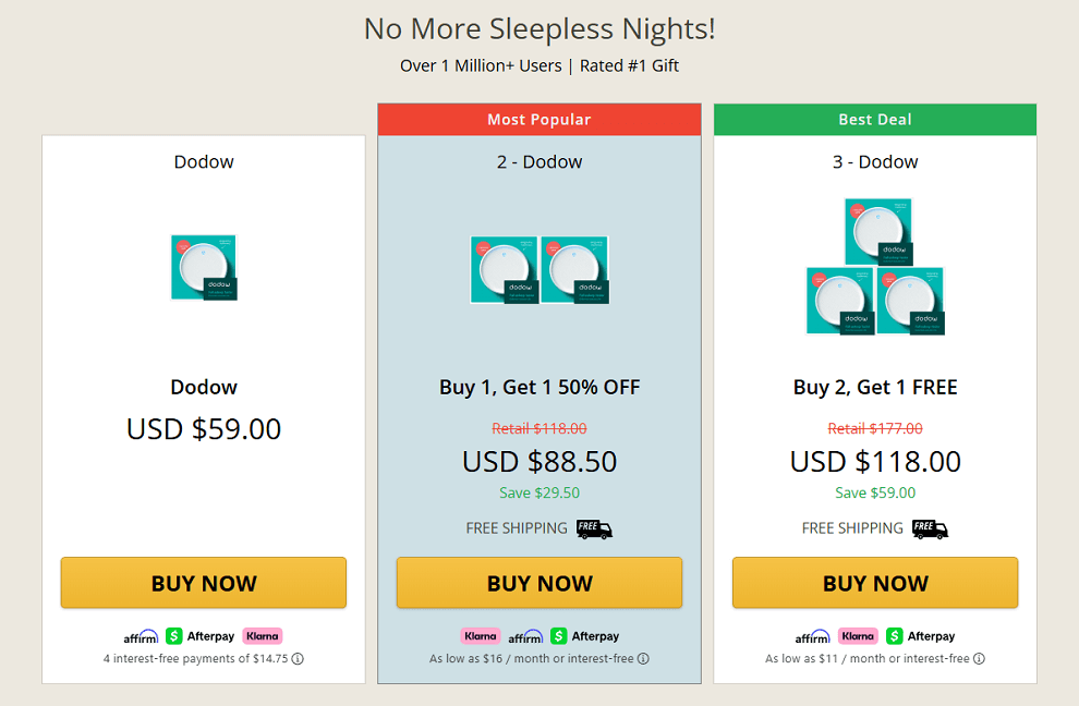 Pricing of Dodow sleeping aid device