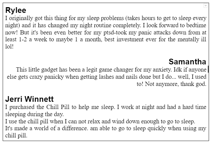 User Reviews of Chill Pill